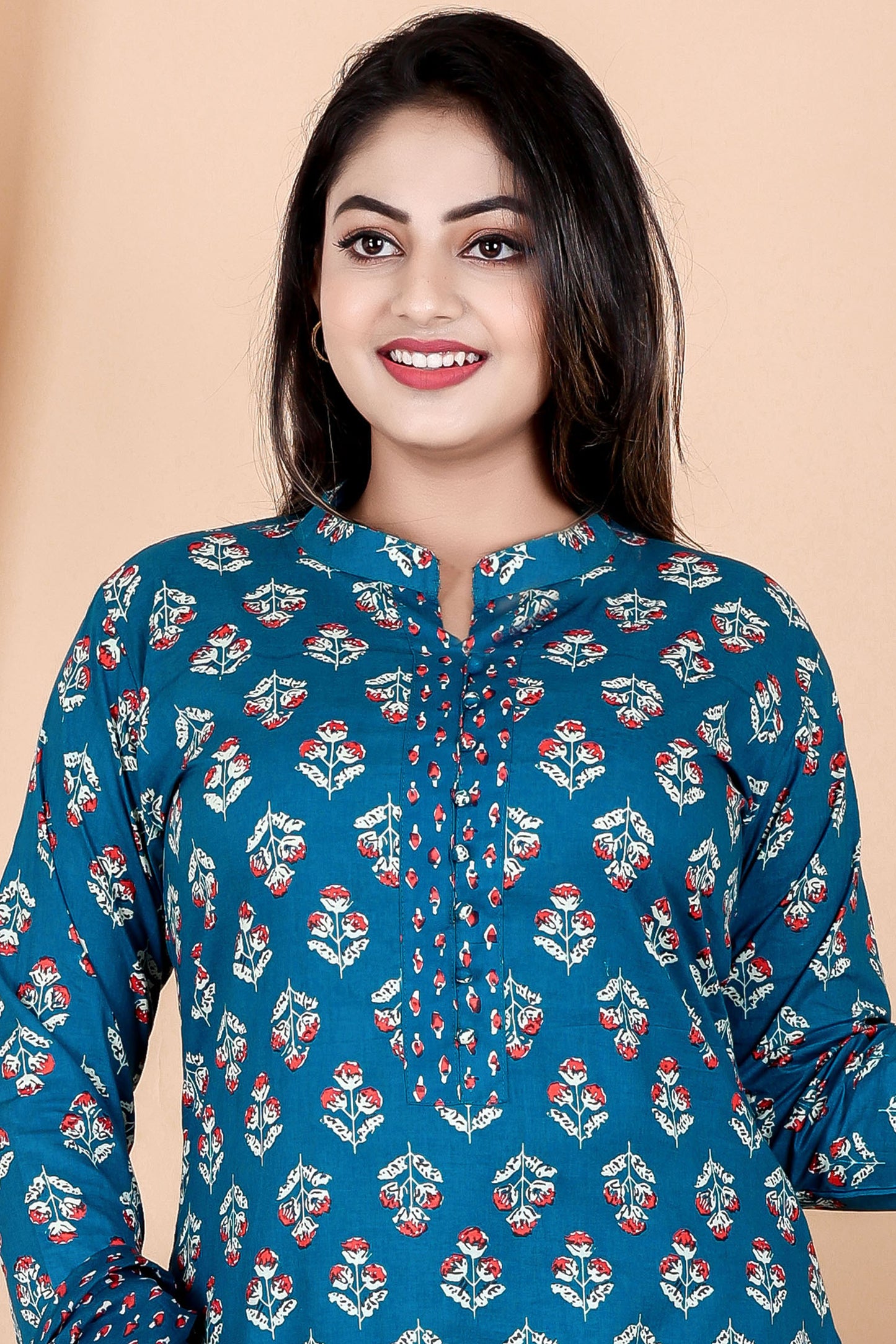 Tarang Line - Women's Indigo Print Pure Cambric Cotton Kurta Set with Dupatta