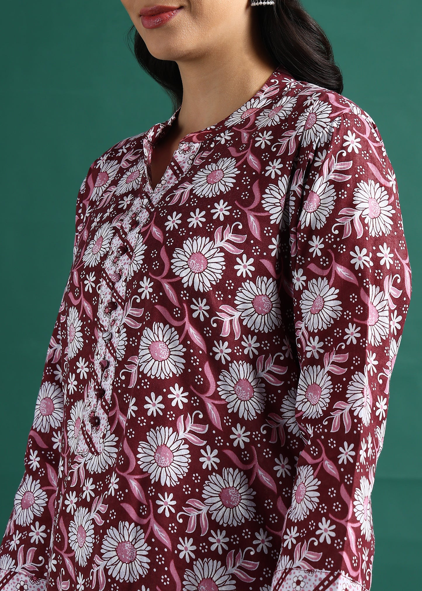Suskriti Élora — Indigo Maroon Digital‑Print Pure Cotton Kurta Set with Dupatta & Printed Pants (Copy) (Copy) (Copy)