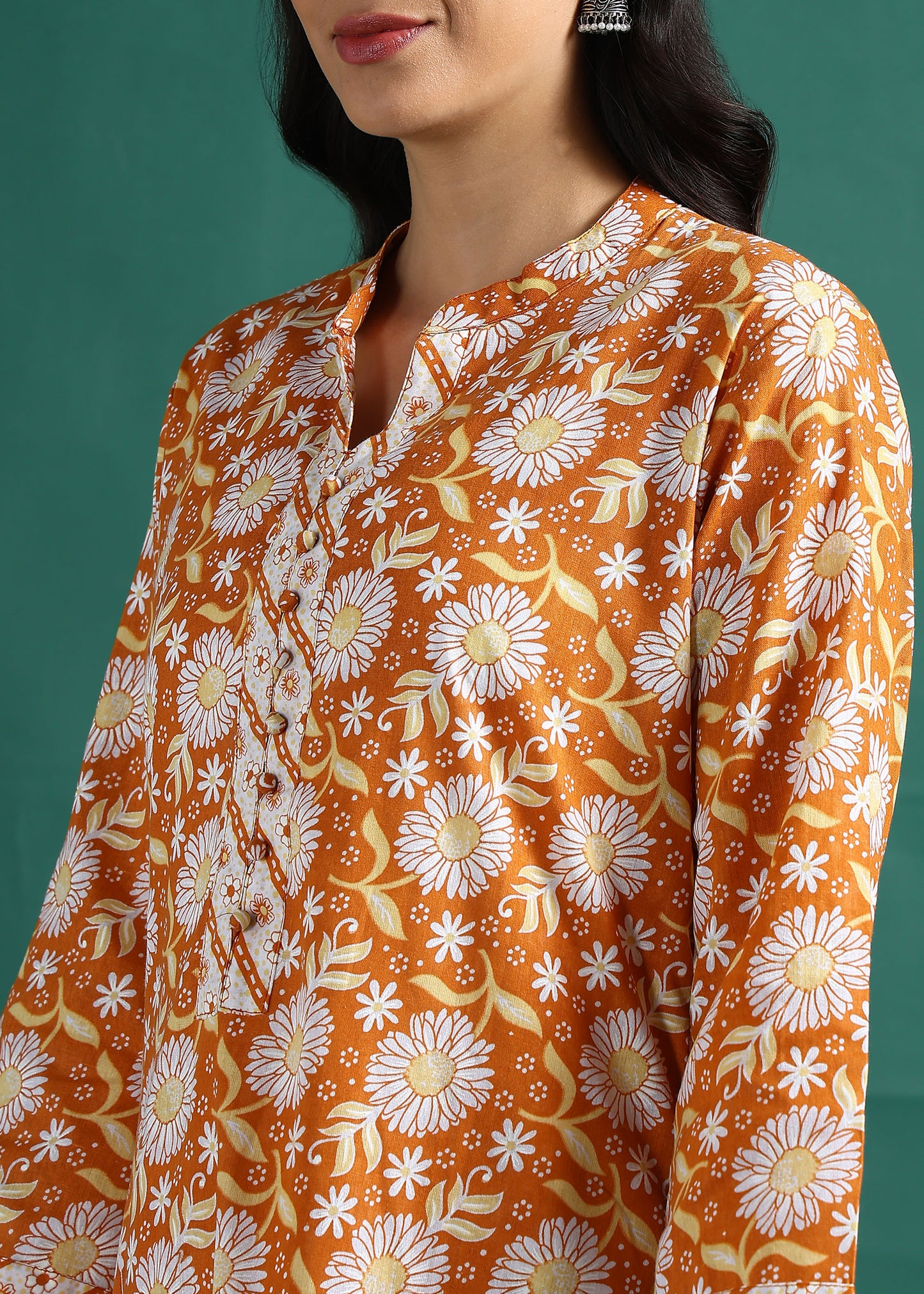 Suskriti Élora — Indigo Orange Digital‑Print Pure Cotton Kurta Set with Dupatta & Printed Pants (Copy) (Copy)