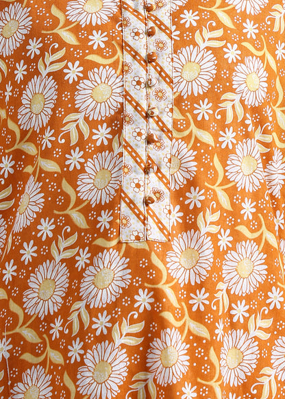 Suskriti Élora — Indigo Orange Digital‑Print Pure Cotton Kurta Set with Dupatta & Printed Pants (Copy) (Copy)